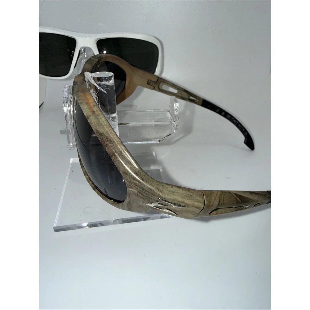 2 pairs Edge Eyewear Polarized Wrap Sunglasses White Brazeau & Camo Dakura
